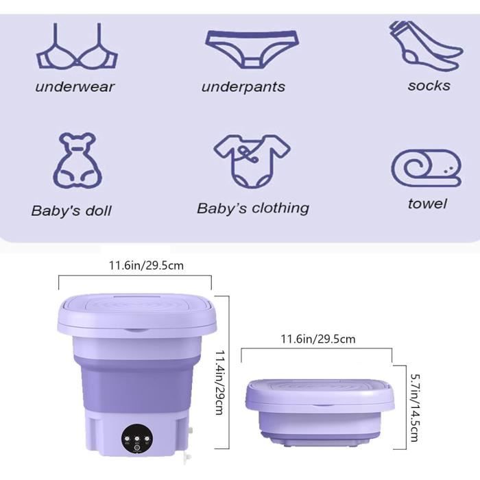 Mini Machine A Laver Mini Lave-Linge Portable | 1,7 L Silencieux Nettoyage Profond Grande Lavage Camping Caravane