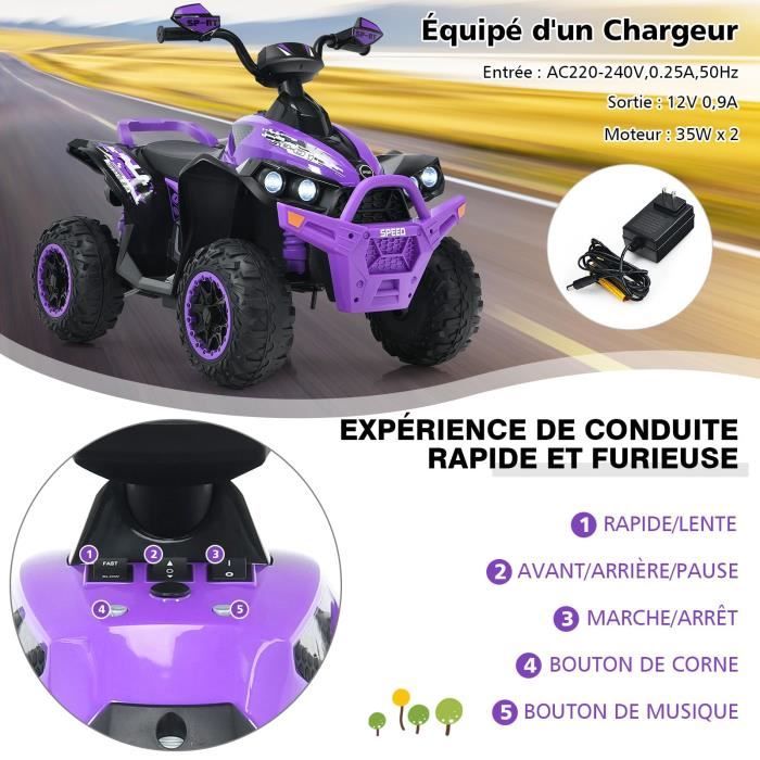 DREAMADE Voiture Électrique Enfants Multifonctions 12V avec Vitesse Réglable en 2 Niveaux DREAMADE Voiture Électrique Enfants Multifonctions 12V avec Vitesse Réglable en 2 Niveaux