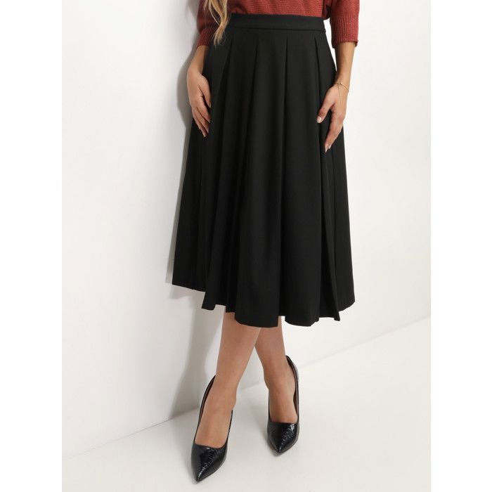 Jupe noire évasée mi longue shop