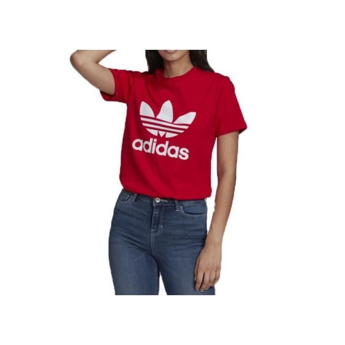 T shirt hot sale adidas femme rouge