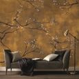 Papier peint panoramique intissé Cerisiers japonais 300 x 280cm Or-2