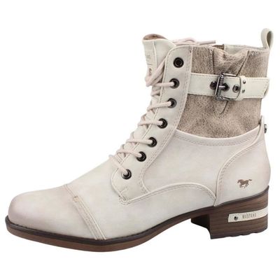 Bottines Femme Mustang Beige Similicuir Talon 4cm