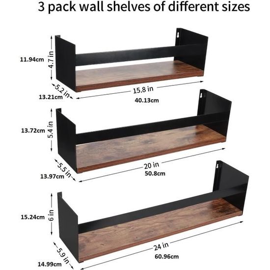 Le rendu 3D trois étagères en bois sur mur Photo Stock - Alamy