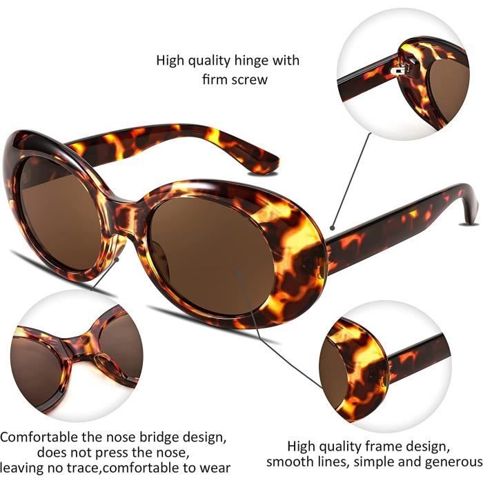Lunette Retro Ovale Protection UV400 Clout Goggles Grosse Lunette de Soleil Femme et Homme B2253 8386 Achat Vente lunettes de soleil Cdiscount