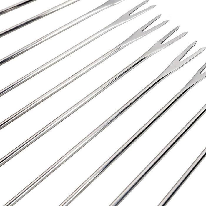 Lot De 12 Fourchettes à Fondue Inox 24cm - Poignées Colorées Résistantes à La Chaleur - Fromage/Chocolat