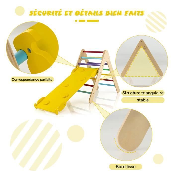 Cube d'escalade, triangle et toboggan MONTESSORI bois FSC