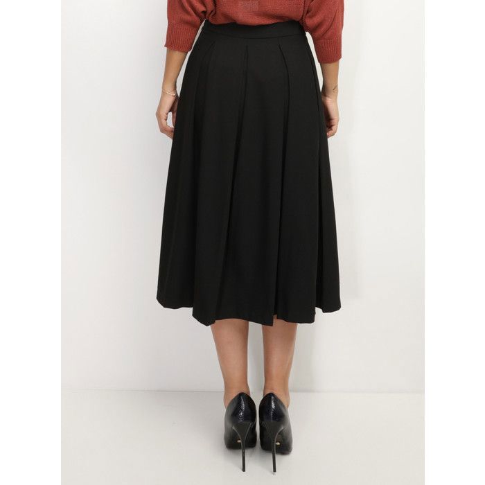 Jupe Plissée Noire Femme – Taille S – Longueur Midi – Style Rétro
