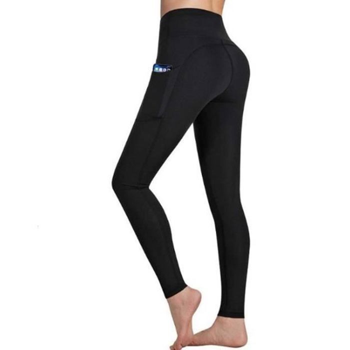 Legging de Sudation Femme Taille Haute avec Poches Pantalon de