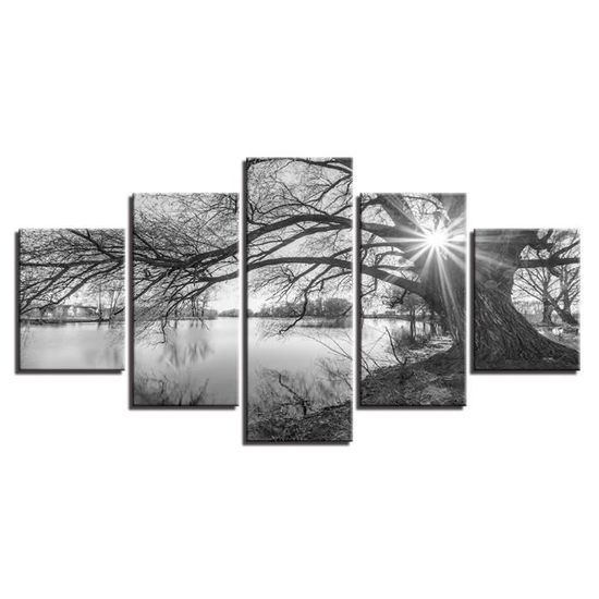 FJKYF 100×55cm Toile Mur Art Affiche Salon 5 Pièces Jeu Déchecs Tableau  Peinture en Noir Et Blanc Photos Modulaire Décor À La Maison Tableaux,  posters et arts décoratifs Peintures