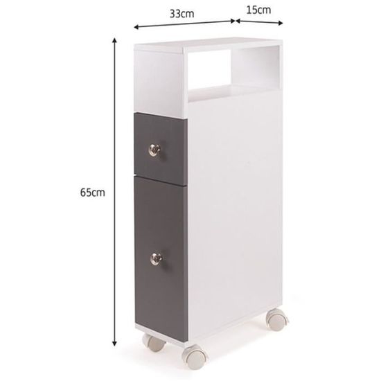 Meuble Rangement Wc Sur Roulettes 2 Tiroirs Gris Achat Vente