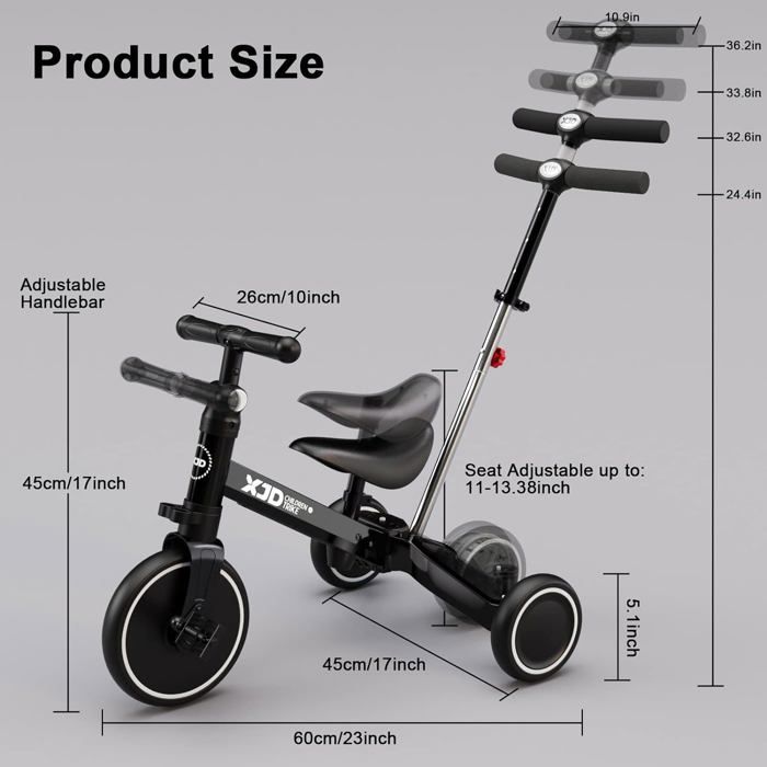 XJD 3 en 1 Velo Draisienne Tricycle pour Enfants de 1 3 Ans Premier Velo d Entrainement d Equilibre Vehicule avec Pedale Cadeau Cdiscount Sport