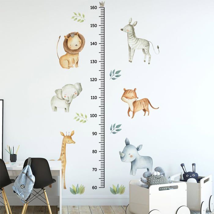SUPERDANT Toise Panda Bambou - Sticker Mural Croissance Enfant 80-180 Cm - Lot De 3 Pièces