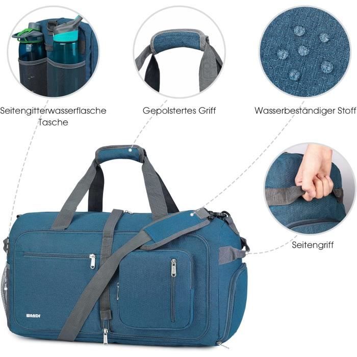 Sac de Voyage 40L avec Compartiment Humide et Compartiment ?� Chaussures Pliable Sac de Voyage 