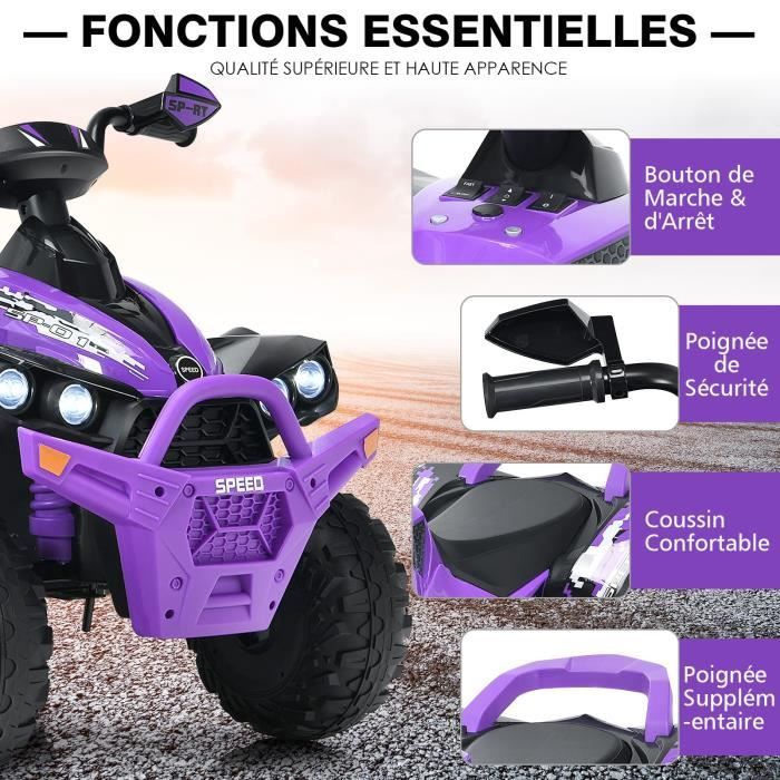 Quad Buggy Electrique Enfants DREAMADE Batterie 24V, Musique, Radio, Lumières LED, Vitesse Haute Quad Buggy Electrique Enfants DREAMADE Batterie 24V, Musique, Radio, Lumières LED, Vitesse Haute