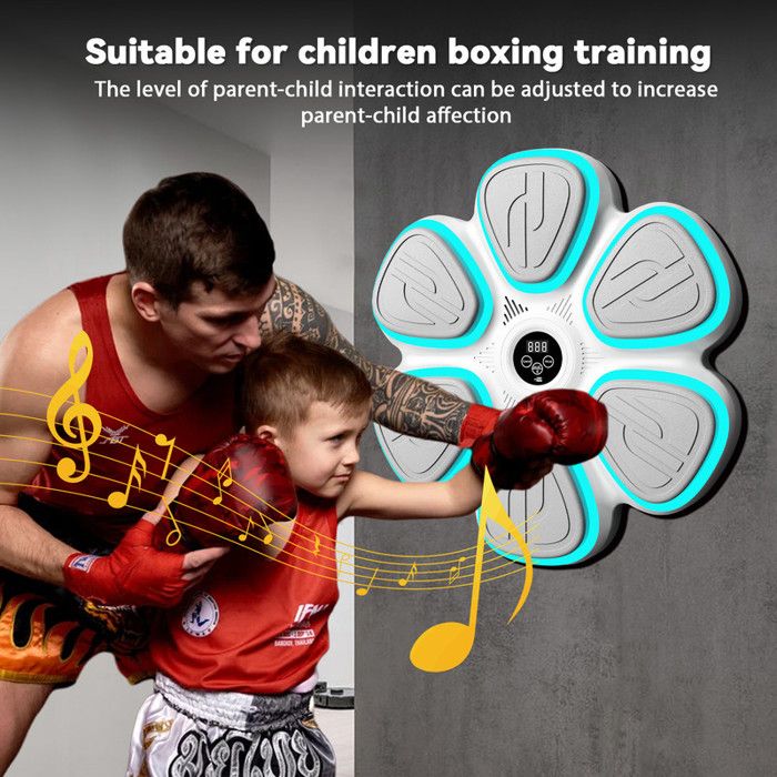 DriveNova Machine De Boxe Musicale Murale – 9 Modes, 18 Vitesses, Bluetooth + Gants, Entraînement Maison Enfants/Ados