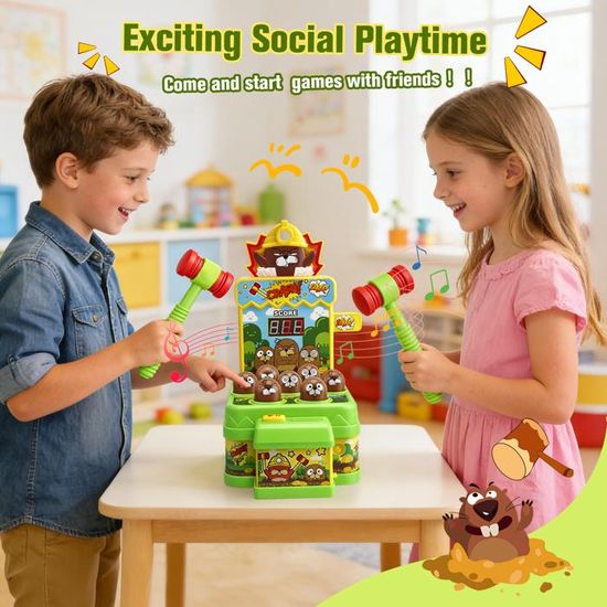 Jeu De Marteau Taupe Électronique – Avec Lumières Et Sons – 22 Cm – ABS – Améliore Réflexes Et Coordination – Dès 3 Ans
