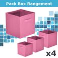 Casa Lot De 4 Paniers Tiroir Roses Achat Vente Bibliotheque
