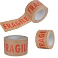 1 rouleau de ruban adhésif en papier écologique avec inscription « Fragie » 75 mm x 50 m pour emballage des petits colis, Scotch Kra-0