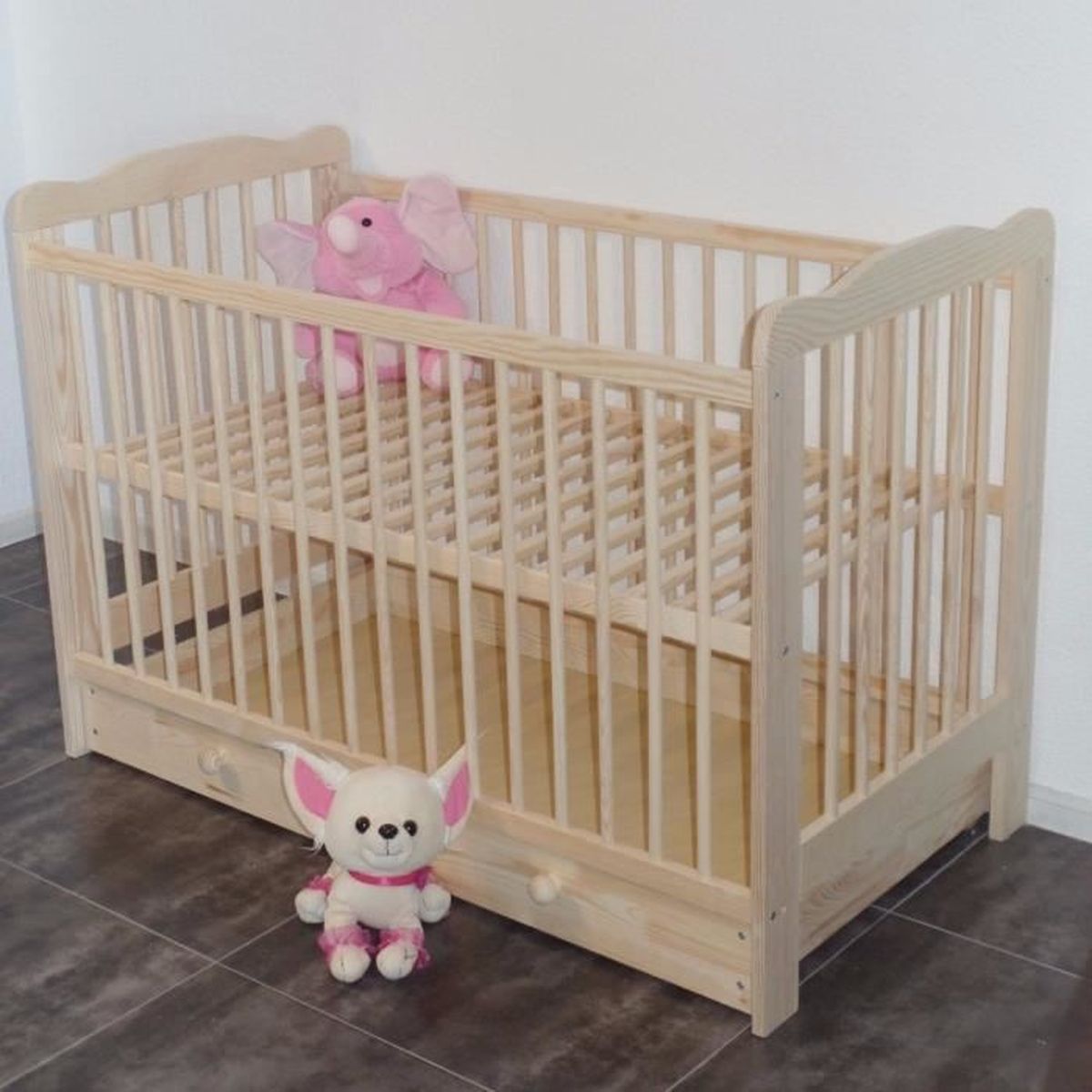 Lit A Barreaux Avec Tiroir Bois Massif 1 X 60 Cm Achat Vente Barriere De Lit Bebe Cdiscount