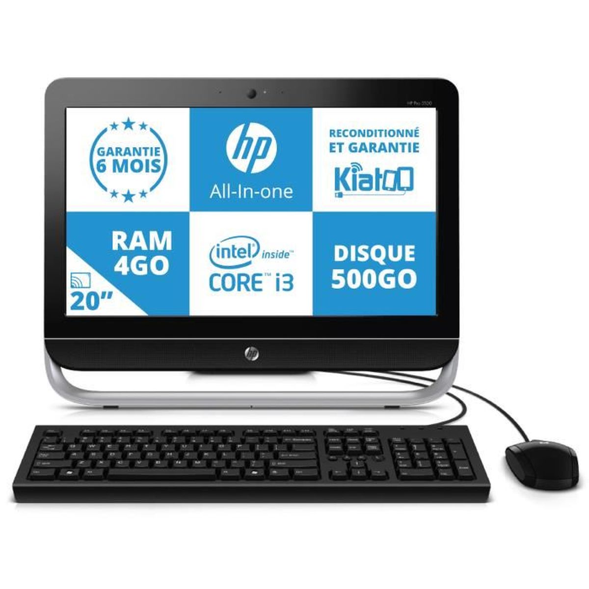 PC TOUT EN UN HP ALL IN ONE HP PRO 3520 INTEL CORE I3 4GO RAM 500GO DIQUE DUR ECRAN 20 POUCES
