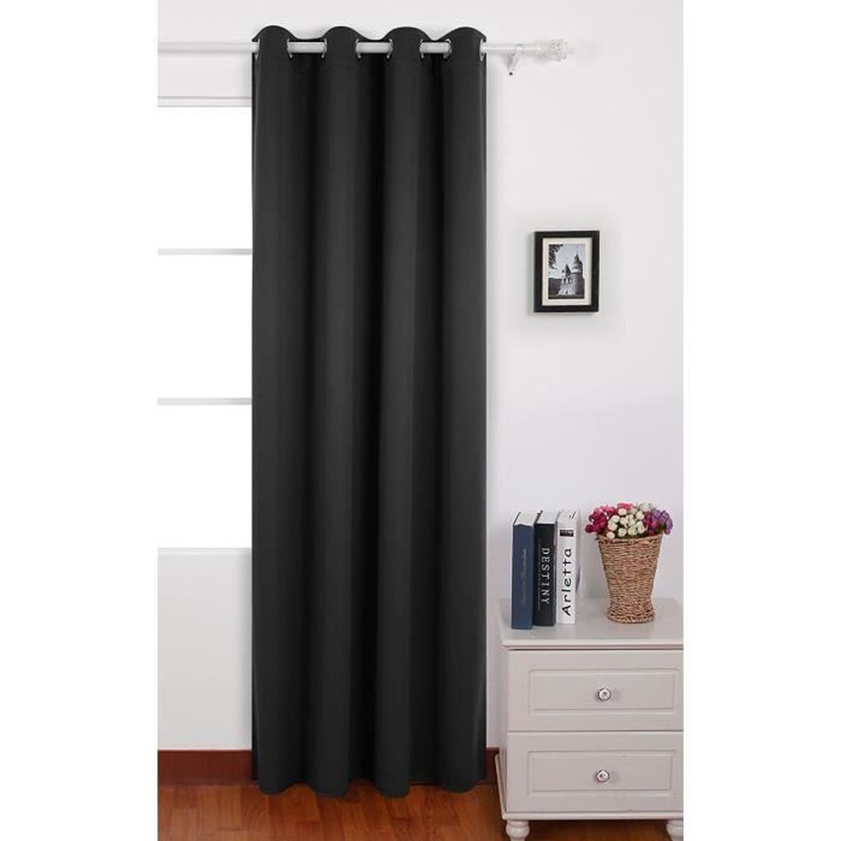 Deconovo Rideau Occultant Blackout Curtain De Maison A Oeillets 140x180cm Isolant Thermique Pour Garcons Noir Achat Vente Rideau Cdiscount