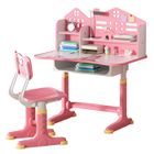 WIRLSWEAL Bureau enfant avec chaise - hauteur réglable - Rangement de table - Tiroir - Rose，3-12 ans