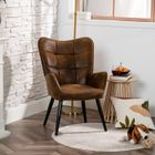 MEUBLES COSY Fauteuil Dossier Moyen Rétro vintage Chaise de Canapé de Loisirs en Microfibre Marron - KANAS
