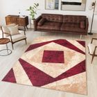 TAPISO Tapis Salon Poil Court DREAM Rouge Beige Carreau 100% Polypropylène Intérieur 140x200 cm