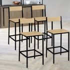 IDMARKET Lot de 4 tabourets de bar DETROIT avec dossier chaise de cuisine design industriel