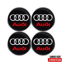 Autocollant Audi 65 mm - Autocollant d'insigne d'emblème de capuchons de moyeu de roue de voiture, décoration