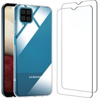 Coque Samsung Galaxy A12, M12 Ultra Transparente Silicone en Gel TPU Souple et 2 × Verre trempé Samsung Galaxy A12, M1