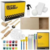 Dibys DIY Kit de poterie pour enfants avec argile blanche outils de modelage pinceaux boîte kit créatif idées cadeaux originales
