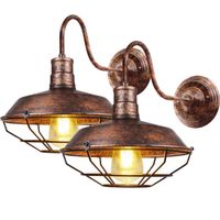 IDEGU Lot de 2 Vintage Lampe Murale Industrielle en Fer Forge Rouille Applique Murale Retro Style Edison pour Salon Chambre