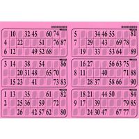 Jeu de société - LOTOQUINE - Carton Loto Bingo Plaque de 6 grilles - Couleur rose - Format standard