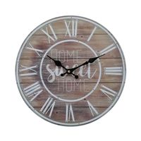 Rebecca Mobili Horloge Murale Ronde Horloges Décoratives Mdf Brun Blanc pour Cuisine Salon
