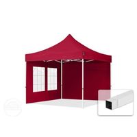 Tente pliante TOOLPORT 3x3 m - Acier, PES env. 300g/m² - Rouge - Fenêtres