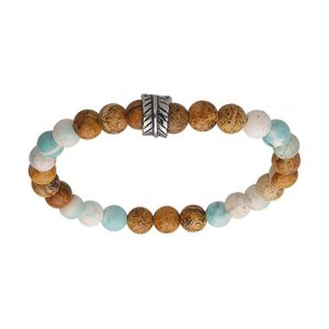 BRACELET - GOURMETTE Bracelet junior en acier perles aspect bois et per