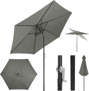 PARASOL Gris Foncé Parasol de Jardin, 240cm, Parasol Inclinable avec Manivelle, Parasol Hexagonal pour