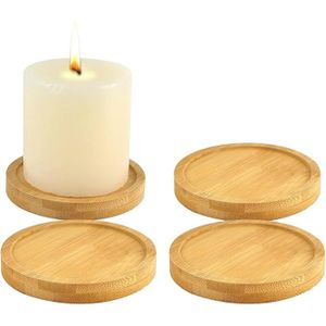Dessous De Verre En Bois - Lot De 4, Forme Ronde Avec Rainure, Antidérapant | Pour Verres, Bougies, Petits Pots