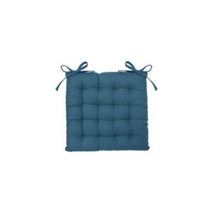 COUSSIN DE CHAISE  Galette de chaise à nouettes 38 x 38 cm Atmosphéra - Couleur: Galette de chaise Bleu canard-Bleu canard$Bleu