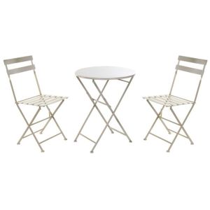 Ensemble table et chaise de jardin ensemble table + 2 chaises métal (47 x 41 x 80 cm) (60 x 60 x 70 cm)