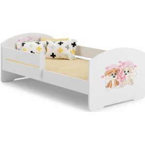 naka24 Lit enfant avec matelas et tiroir de lit pour fille princesse avec papillons, 160 x 80 cm Blanc