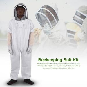 L, Chapeau d/’Ecrime Veste Manteau et Pantalon Apiculture Costume Voile Capuche Chapeau V/êtements Professionnel Full Body 3 Couches A/ér/é Abeille Gardien de Protection Costume d/’Abeille Outils