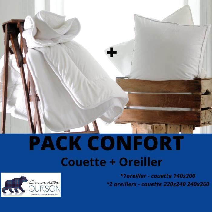 Ensemble couette + 2 oreillers DODO Pack Entretien Facile 240x220