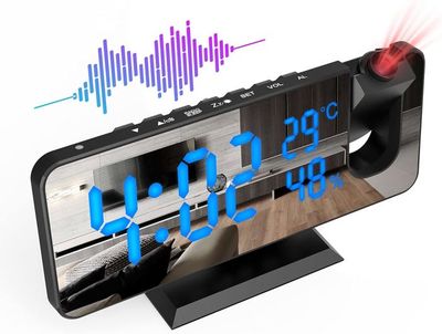 Réveil Projecteur Numérique Xnferty – Rotation 180°, Affichage Plafond/Mur, USB, Thermomètre