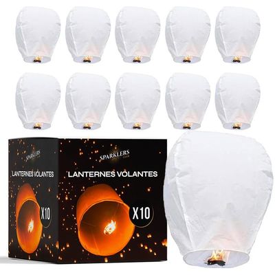 Lot De 22 Lanternes Célestes Blanches Volantes Biodégradables - Dont 2 Cœurs - Pour Fêtes Et Moments Romantiques Lampion Papier Lot De 22 Lanternes Célestes Blanches Volantes Biodégradables - Dont 2 Cœurs - Pour Fêtes Et Moments Romantiques Lampion Papier