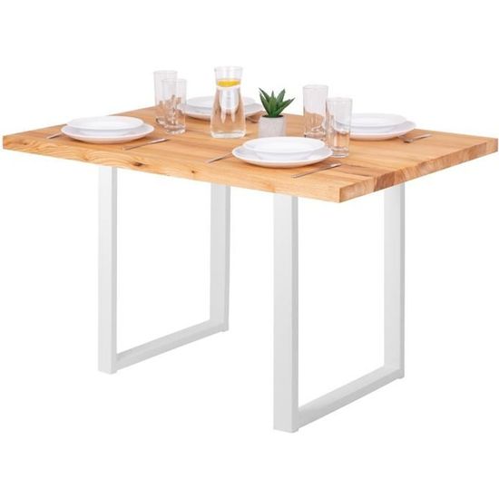 Banc De Salle à Manger LAMO 160cm - Bois Massif Rustique Et Pieds Métal Noir | Design Moderne Et Polyvalent
