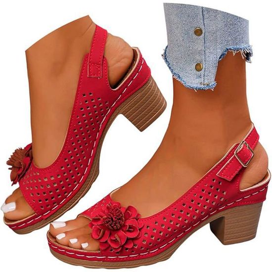 Sandales Femme Cuir Nu-Pied Confort Plateforme Chaussures De Piscine Anti-Dérapant Respirantes Tong Bout Ouvert Vintage Pantoufles Femmes Pas Cher Protégez Chevilles Premium