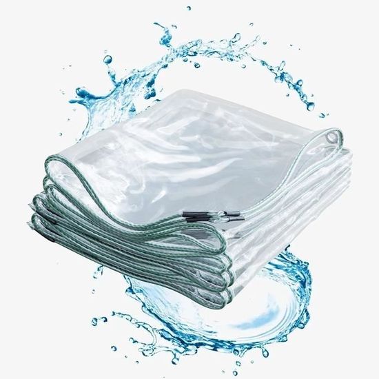 Bâche Transparente PVC Avec Œillets 2x3m – Protection Imperméable Meubles Jardin, Terrasse, Serre & Piscine