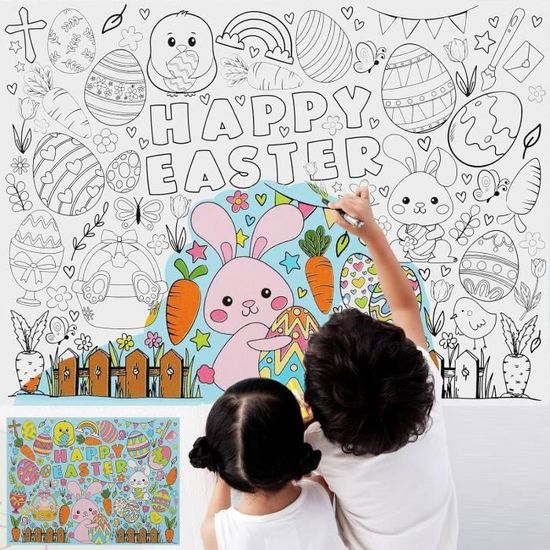 Nappe à Colorier Pour Anniversaire Enfant 70 X 100 Cm – Activité Créative, Cadeau Original, Livre De Coloriage Géant Réutilisable